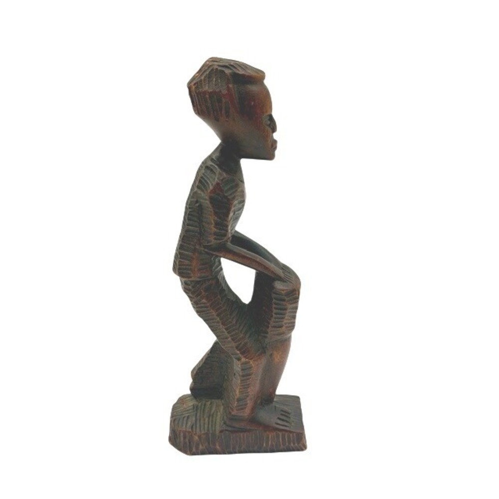 Hand Carved Wood Drummer Figurine Set Tribal African Art Decor Men Drums - Picture 9 of 12